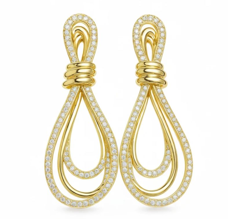 Lasso Studs - Brushed 18K Gold Plated