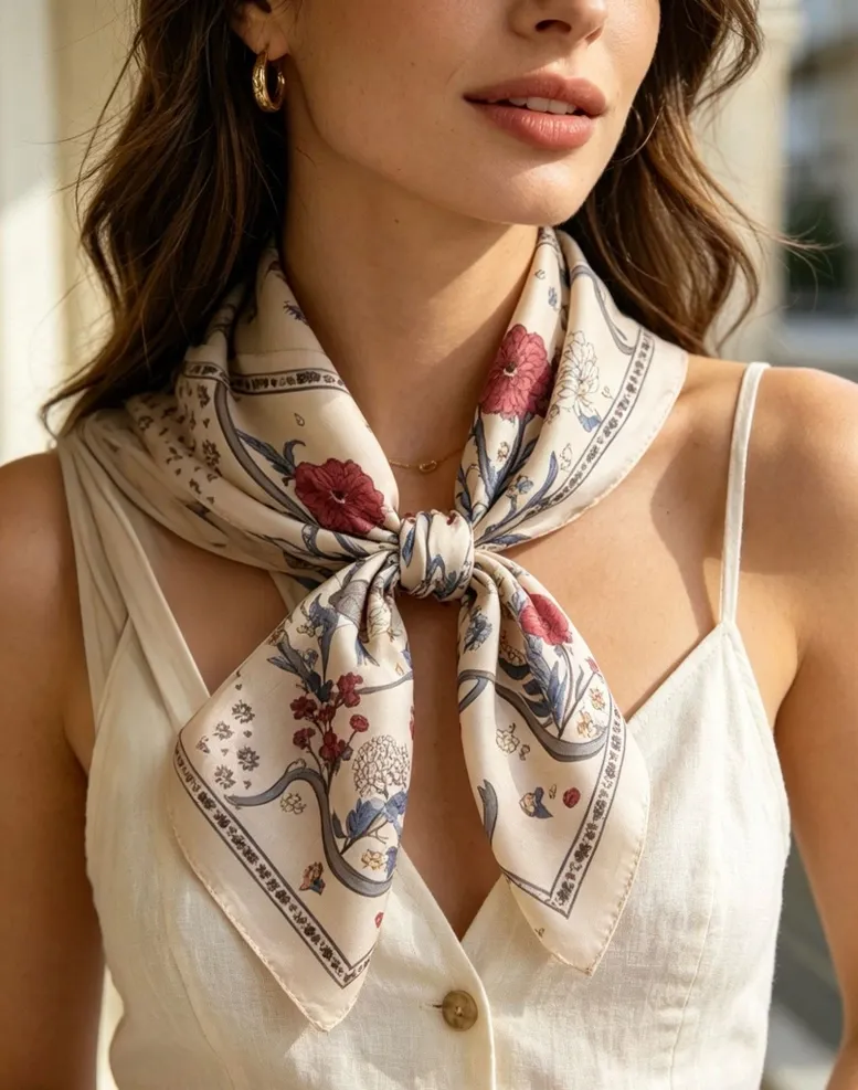 Vintage Floral Silk Scarf
