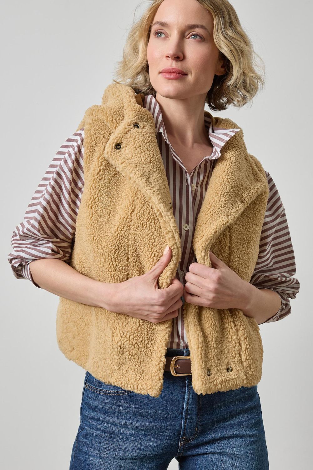 Hooded Sherpa Vest, COLOR: Sable, Size: XS