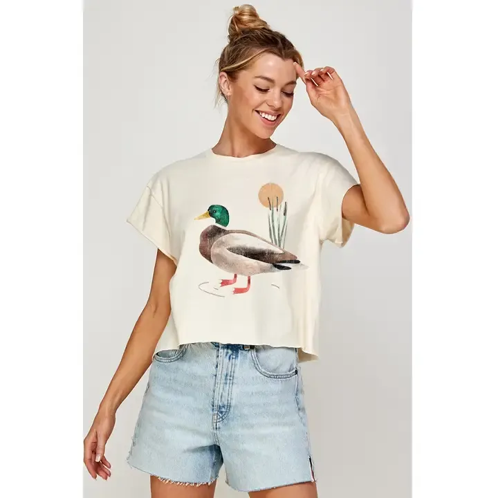 Mallard Duck Graphic Tee, COLOR: Cream, Size: S