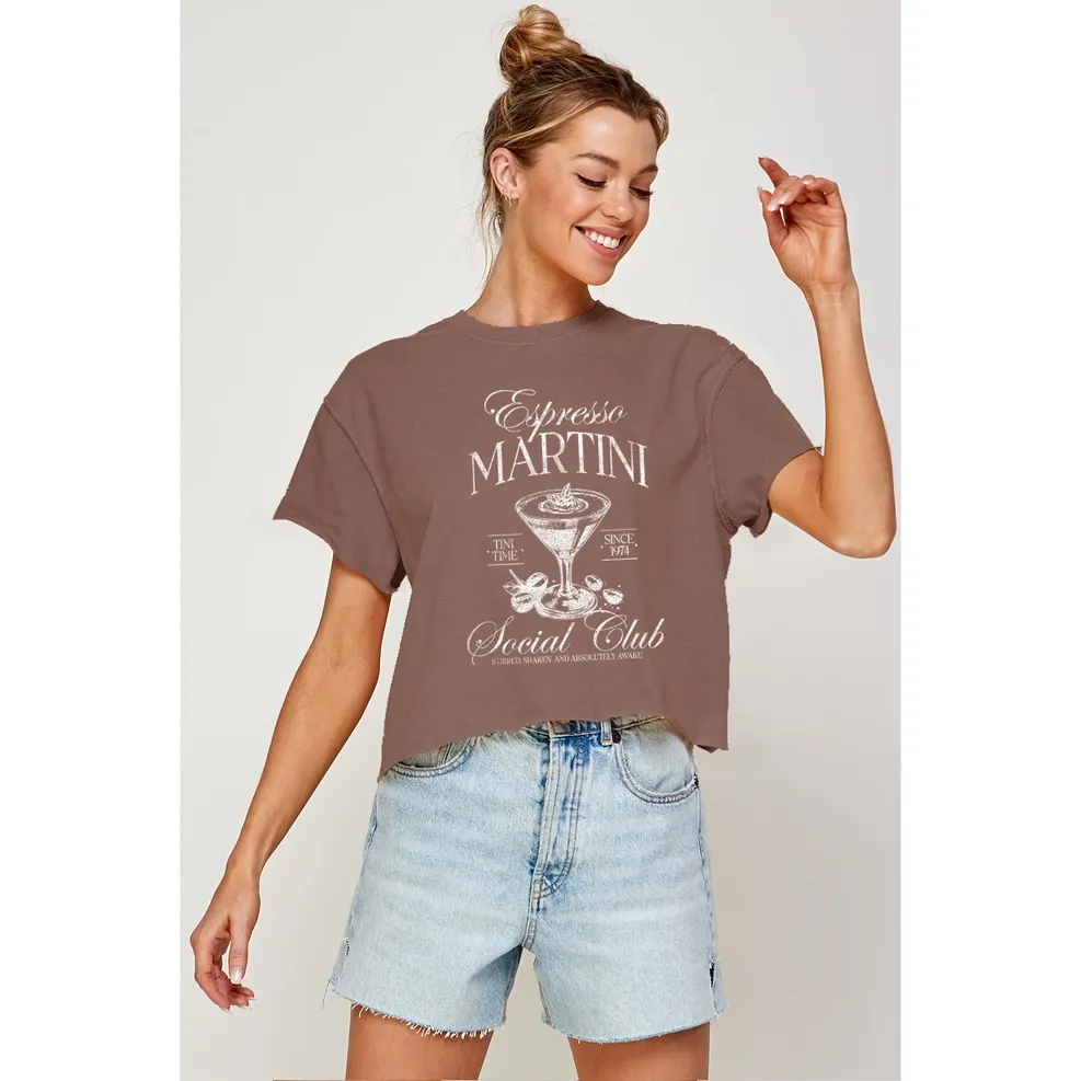Espresso Martini Graphic Tee, COLOR: Brown, Size: S