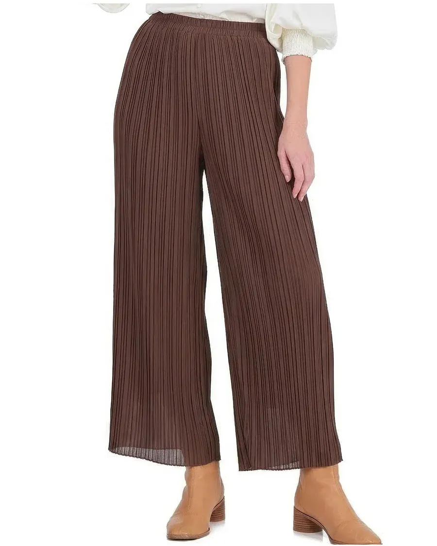 Pleated Ankle Pant, COLOR: Brown, Size: XS