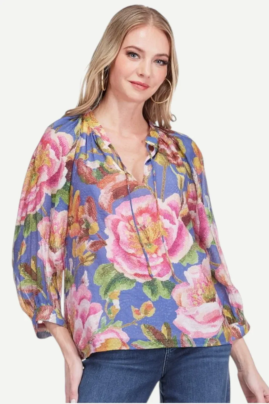 Fall Floral Flowy Blouse, COLOR: Fall Floral, Size: S