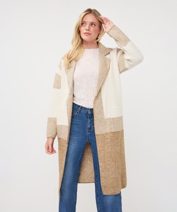 Collared Duster Jacket, COLOR: Sand, Size: XS
