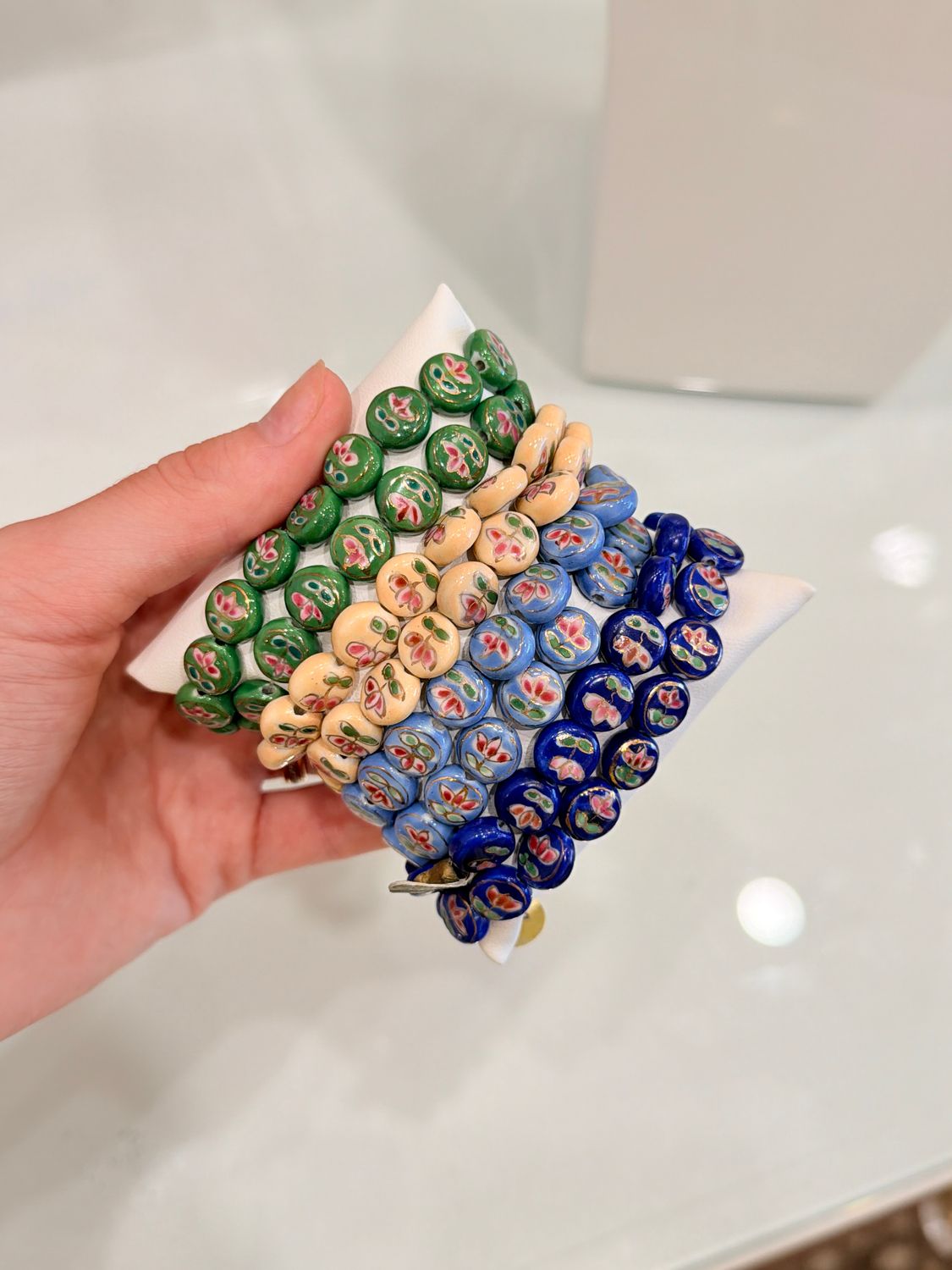 Flat Disc Cloisonne Bracelet, COLOR: Dark Blue