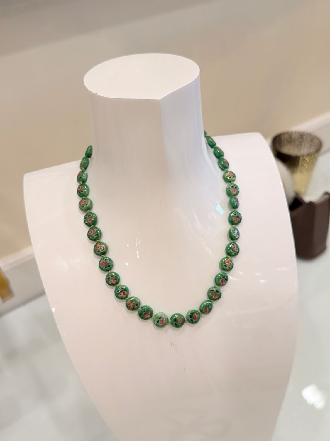 Flat Disc Cloisonne Necklace