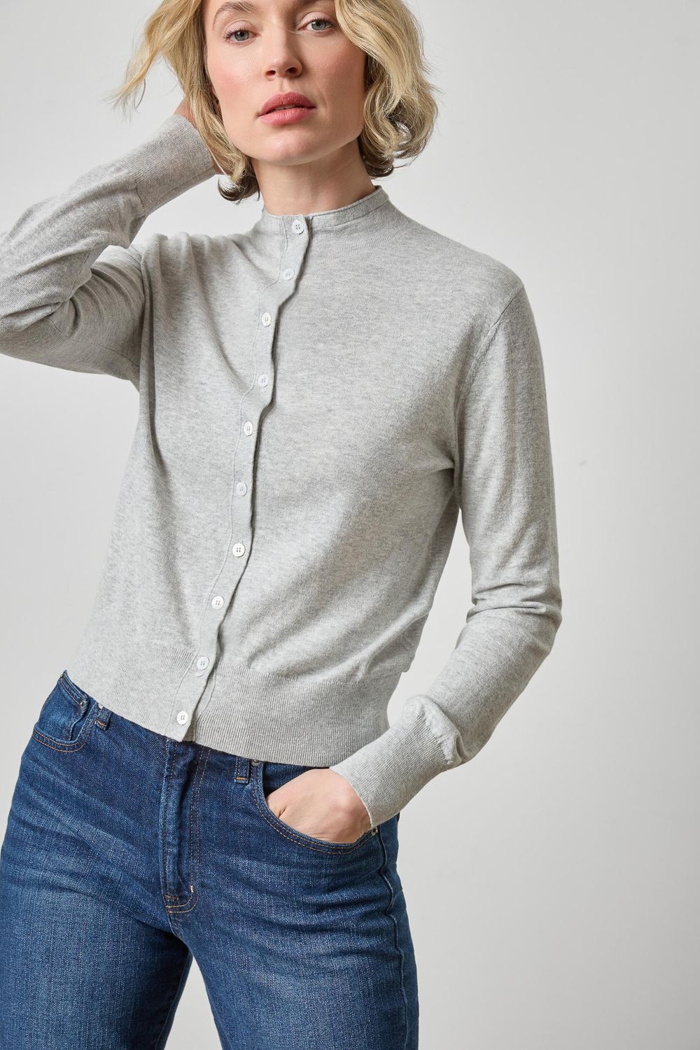 Funnel Neck Cardigan, COLOR: Heather Grey, Size: M