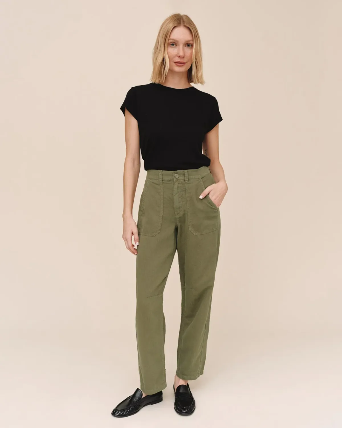 Porkchop Darted Knee Pant, COLOR: Olive Green, Size: XS