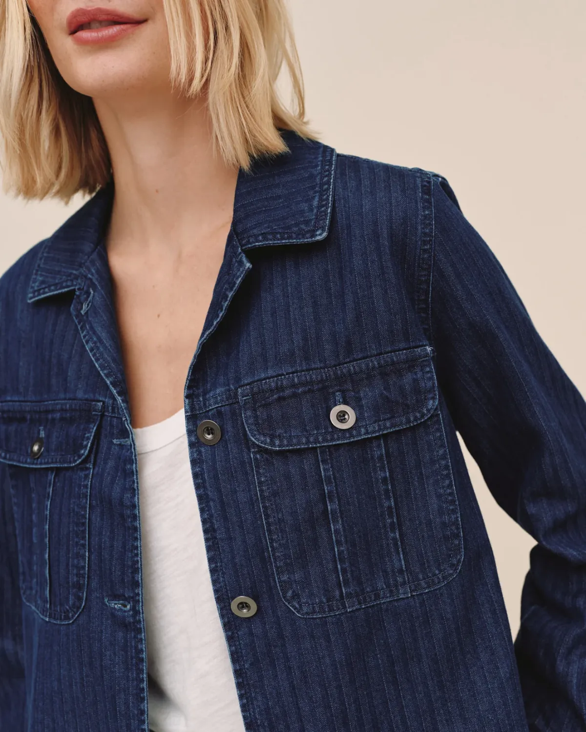 Flap Pocket Utility Jacket, COLOR: Herringbone Wash, Size: XS