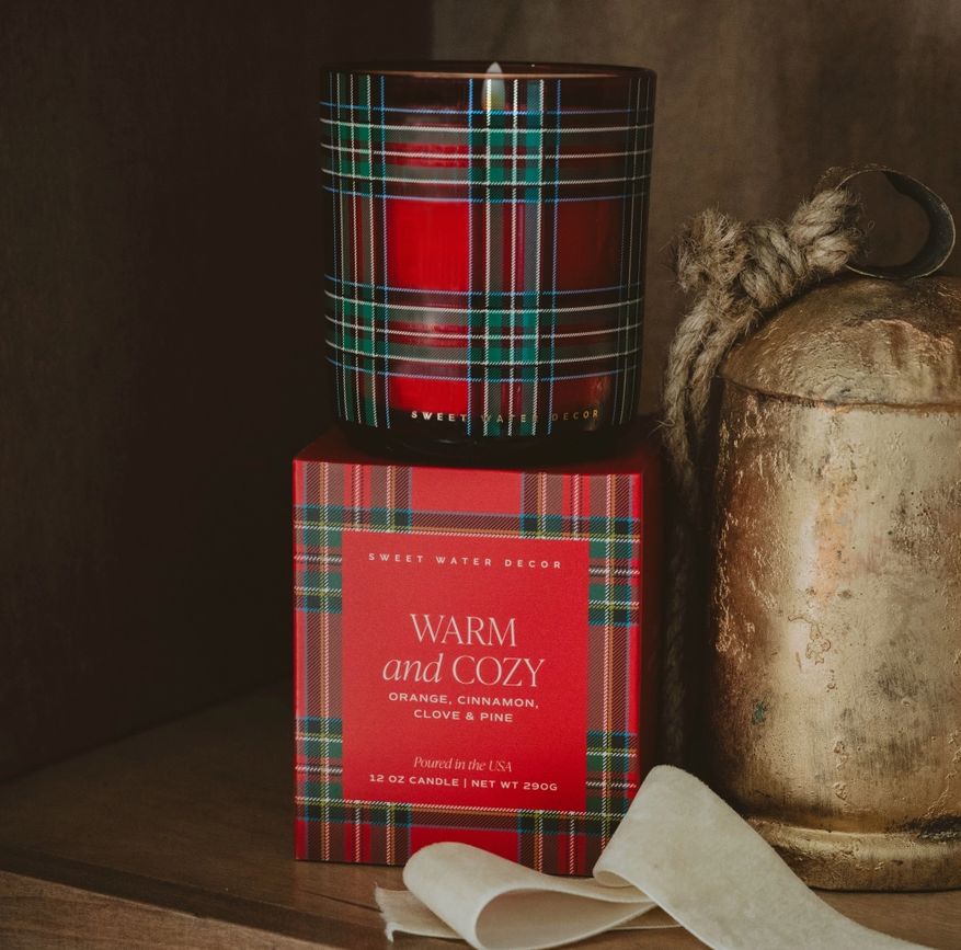 Warm and cozy 12 oz boxed candle