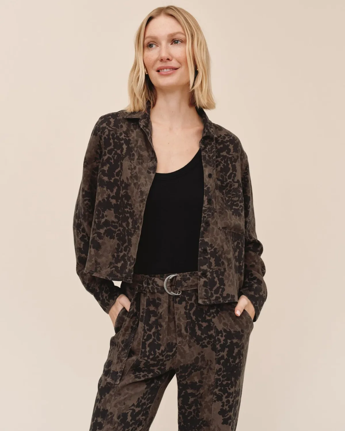 Belted Seam Pant, COLOR: Ditsy Camo, Size: XS
