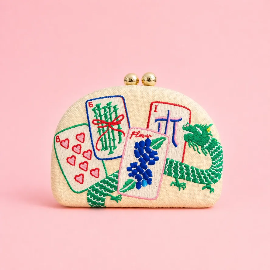 Mahjong Straw Clutch