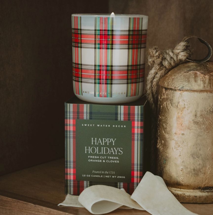 Happy Holidays 12 oz boxed candle