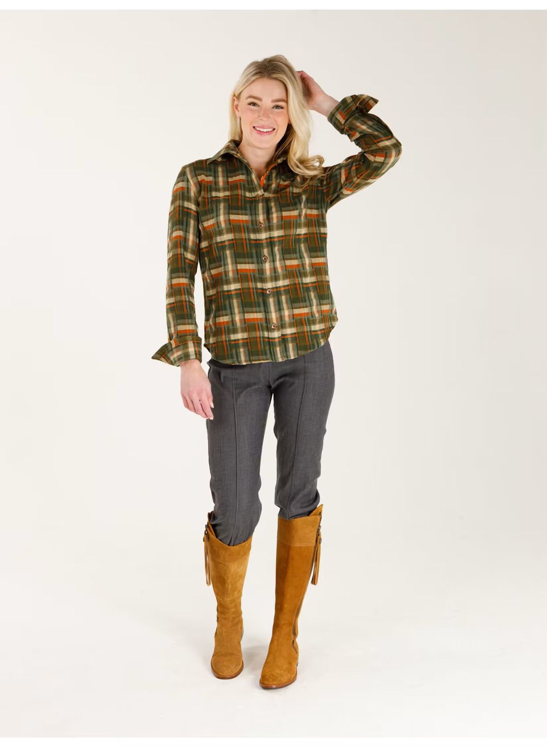 Liz Top, COLOR: Field Plaid, Size: ML