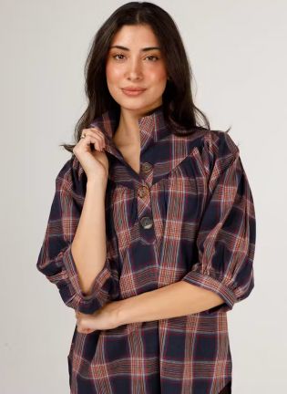 Avie Top, COLOR: Pink Plaid, Size: ML