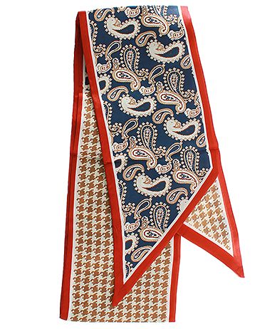 Navy Paisley Narrow Scarf