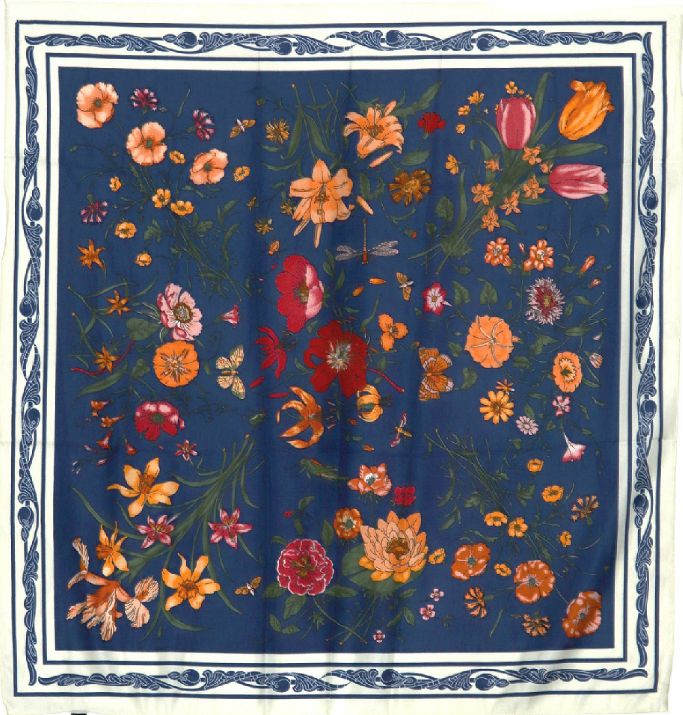 Navy Floral Scarf