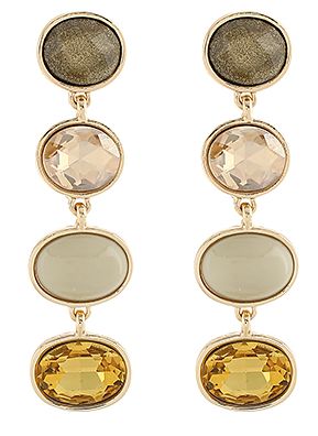 Linear Stone Earrings, COLOR: Beige Multi