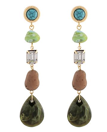 Linear Multi Stone Earrings