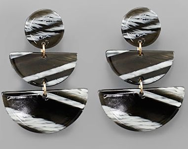 Double Half Moon Earrings, COLOR: Black