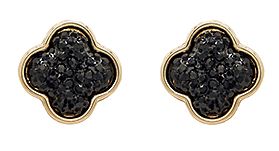 Textured Clover Stud Earrings, COLOR: Black