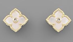 Gold Dipped Pearl Clover Studs