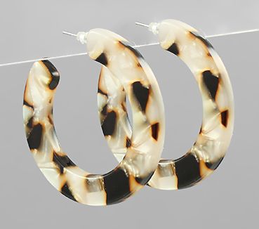 White Tortoise Circle Hoops