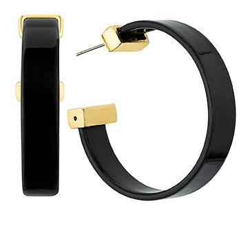 Gold Trimmed Wide Hoops, COLOR: Black