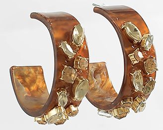 Jeweled Hoops, COLOR: Brown