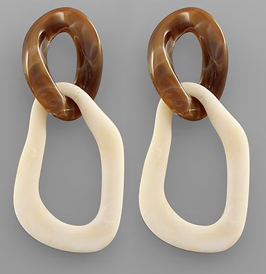 Oval Links Earrings, COLOR: Ivory/Tortoise