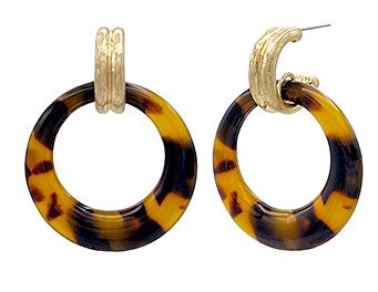 Graduated Tortoise Earrings, Size: Round
