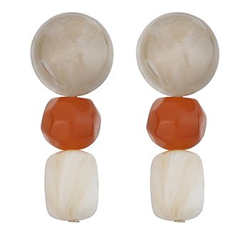 Marbled Stone Earrings, COLOR: Brown