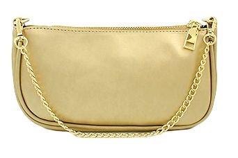 Metallic Leather Chain Bag, COLOR: Gold