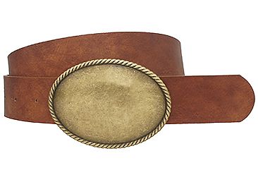 Rope Trim Oval Buckle Belt