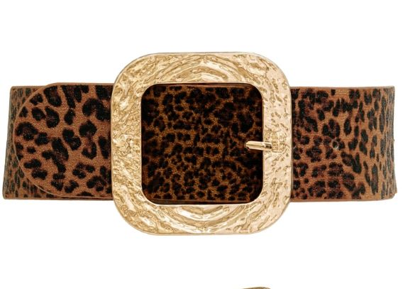Leopard Print Wide Stretch Belt