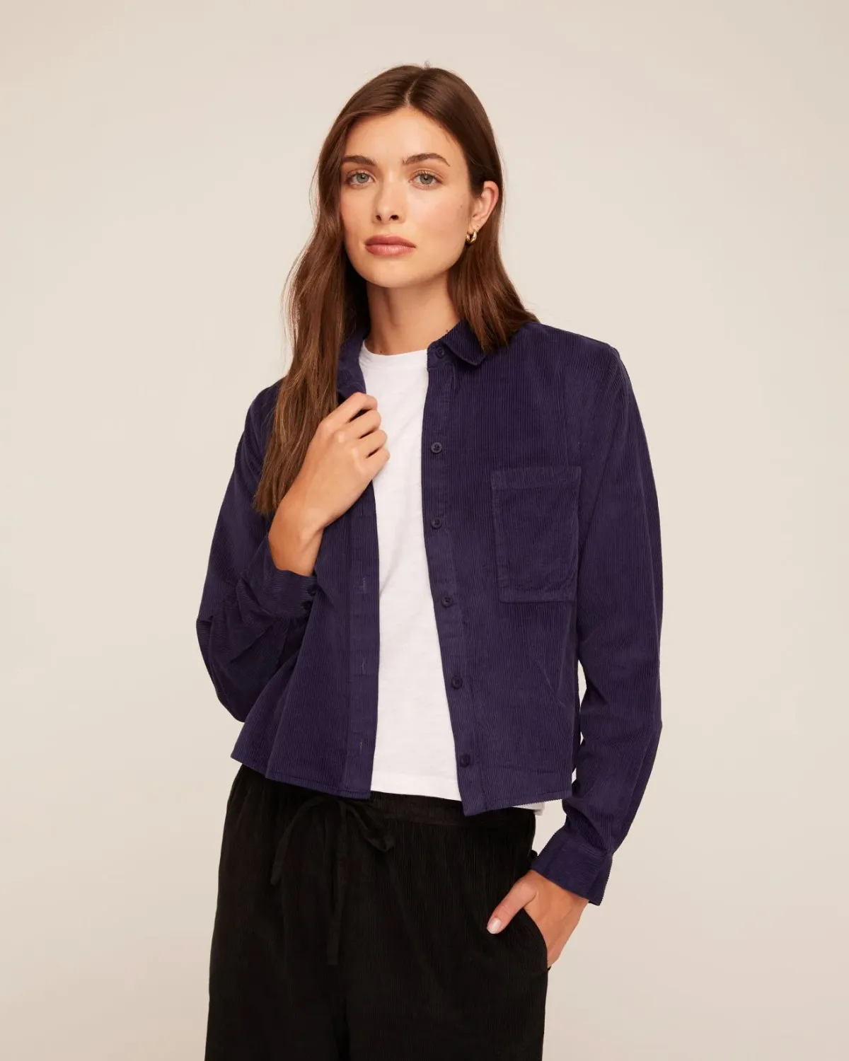 Long Sleeve Patch Pocket Work Shirt, COLOR: Twilight, Size: XS