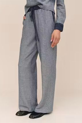 Contrast Wide Leg Pant, COLOR: Heathered Indigo, Size: S