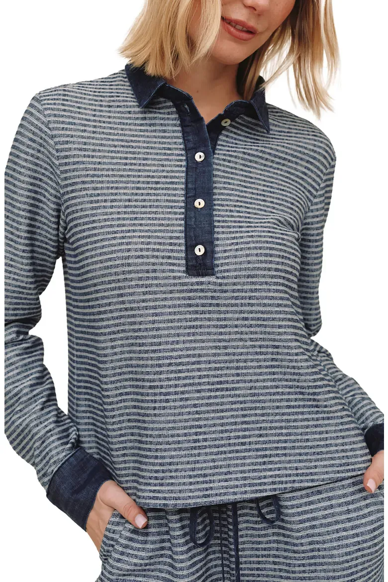 Contrast Polo Shirt, COLOR: Heathered Indigo, Size: S
