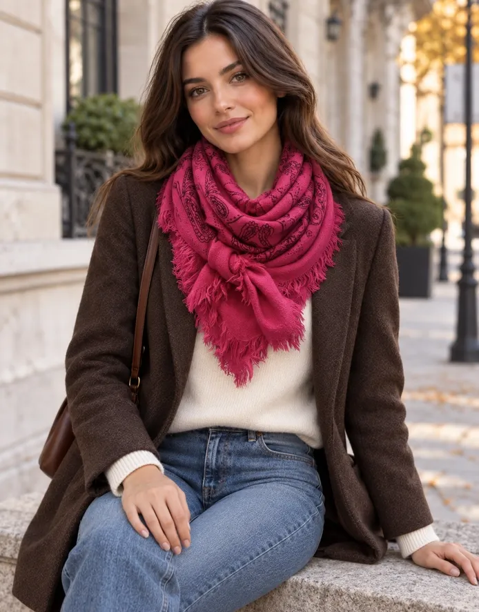 Woolen Square Paisley Scarf