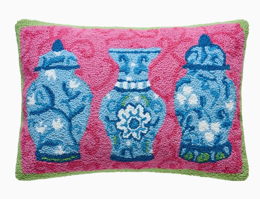 Chinoiserie Jars Trio Hook Pillow
