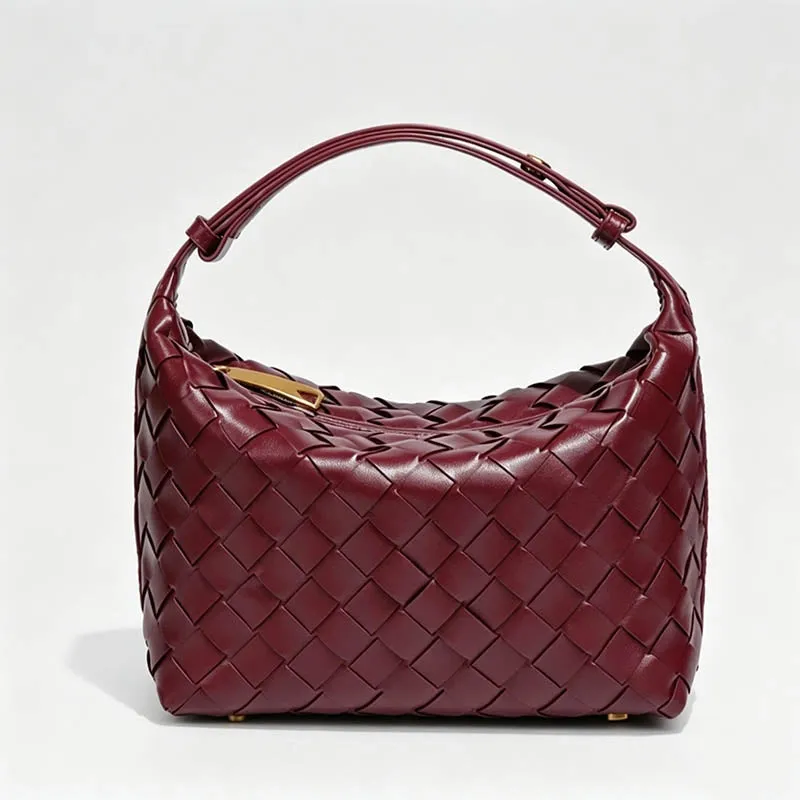 Woven Hobo Bag, COLOR: Burgundy