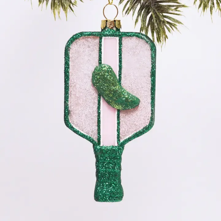 Pickleball Glass Ornament