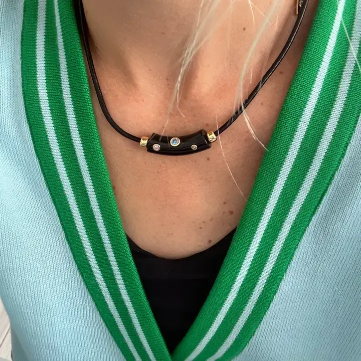 Leather Cord Bar Necklace