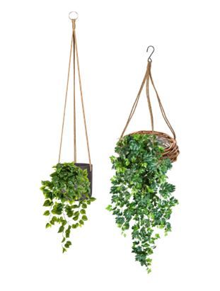 Hangplant met kunstplant in pot/mand
