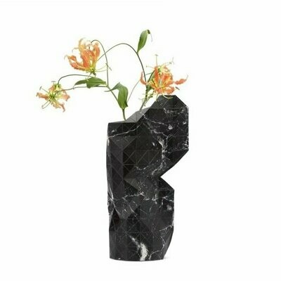 Paper Vase Large Black Marble