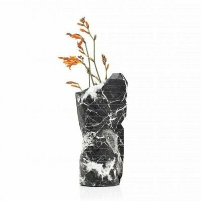 Paper Vase Small Black Marble