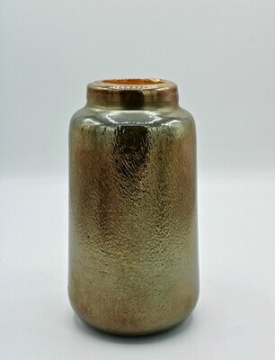 Glass vase, smokey grey with gold
