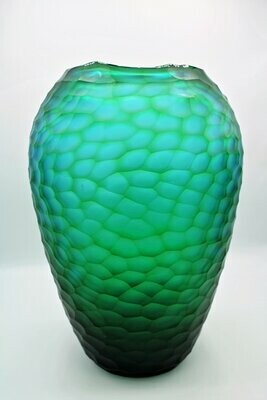 Organic carved vase, türkis