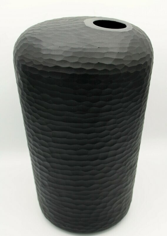 Carved glass vase, schwarz, groß