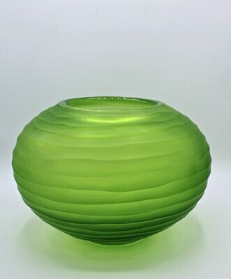 Carved glass vase, light green